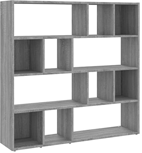 vidaXL Bücherregal, Raumteiler für Schlafzimmer Arbeitszimmer Büro, Regal mit viel Stauraum, Standregal Büroregal Aktenregal, Grau Sonoma