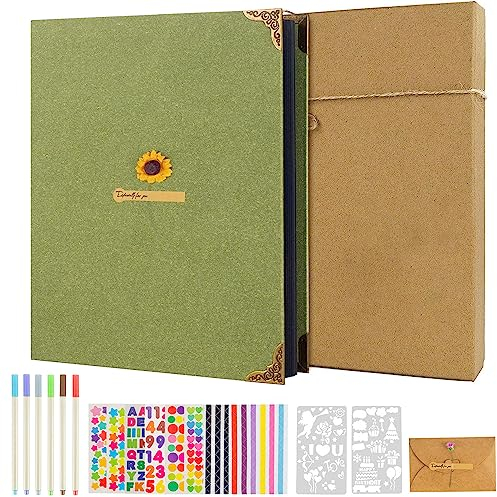 AIOR Fotoalbum zum Selbstgestalten 60 Schwarzen Seiten Scrapbook, DIY Fotobuch Geschenk für Absolvierte Geburtstag Weihnachten Hochzeit Familie Baby (Grün)