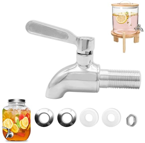 304 Stainless Steel Dispenser Fauce, 16millimeter Glass Drink Dispenser Tap, Dispenser Faucets, Juice Drinking Fountain, for Water,Beer, Wine, Juice and Bottle Bucket, Silver