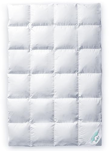 Aura® Daunendecke 135 x 200 cm Warm Winterdecke | Premium ungarische Daunen Klasse I | Oeko-TEX 100 allergikergeeignet | pflegeleicht 100% Baumwolle | Aura® Essentials Bettdecke für Winter