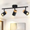 Glitzerlife Deckenleuchte 3 Flammig Schwarz Deckenstrahler - Deckenlampe Holz LED GU10 Deckenlampe Drehbar 330° für Wohnzimmer Schlafzimmer Küche Kinderzimmer Ohne Leuchtmittel