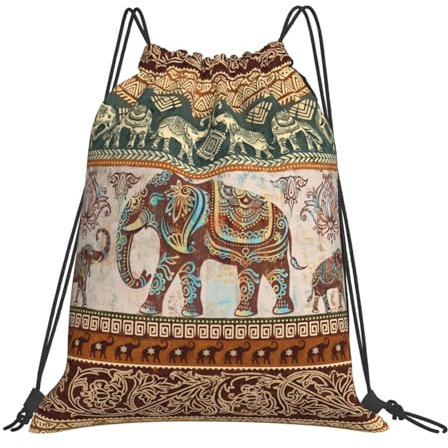Nmbvcxz Turnbeutel mit Kordelzug, Rucksack, faltbar, Kordelzug, Tasche mit Kordelzug, für Einkaufen, Sport, Yoga, Reisen, Lotus Elefanten, Einheitsgröße, Classic
