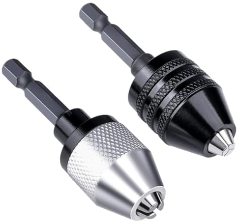NTRUXZP 2 Stück Schnell Bohrfutter, Bohrfutter Adapter,1/4 Zoll Sechskantschaft Schnellspannbohrfutter,0.3-6.5 mm 3 Backen Bohrfutter für Mikrobohrer, Bohrfutteradapter, Umrüstwerkzeug