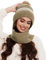 vislivin Winter Kapuzenschal Mütze Damen Strickmütze Schal 2 in 1 Warmer Set Mützenschal Integrierter Gehörschutz Winddichte Mützen Khaki