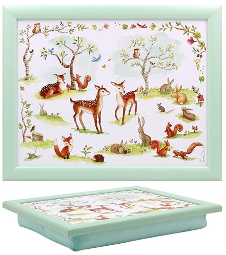 The Leonardo Collection Forest Friends Laptray | Bean Bag Trays With Padded Cushion | Designed By Finola Stack | Suitable For Drinks, Food, Breakfast & Laptop | Lovely Lap Tray For Home & Office