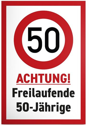 DankeDir! Freilaufende 50 Jährige - 30 x 20 cm Schild - 50. Geburtstag 50 Jahre Geburtstagsgeschenk 50er Frauen Geschenk Freundin - Partydeko Geburtstagskarte Geburtstagsdeko Geschenkidee