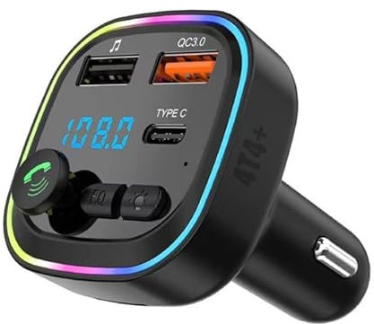 Bluetooth 5.3 FM Transmitter For Car, Bluetooth Car Adapter Transmitter PD 20W QC3.0 Car With Dual USB Charging, Support Handsfree Call,FM Radio Music MP3 Player Stereo Car Kit, Universal Car Charger
