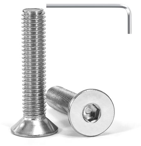 Tunejoy Viti a Testa Svasata M8 x 40 mm Vite a testa svasata Brugola Bulloni in Acciaio Inox A2 V2A Viti a Testa Piatta Norma DIN 7991 con Chiavi a Esagono Filettatura Completa 20 pezzi
