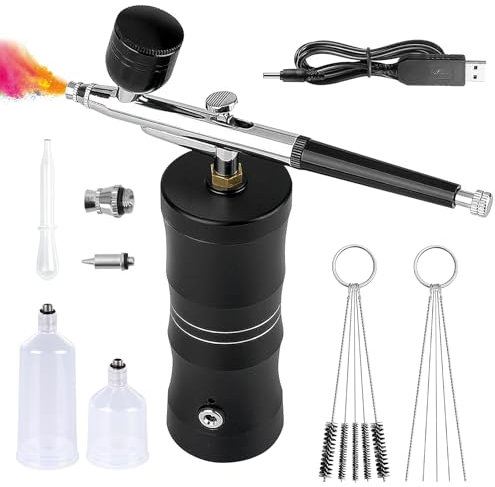 Juego De Aerógrafo Inalámbrico,Aerografo Con Compresor,Juego De Aerógrafo De Mano Recargable,Kit De Aerógrafo Inalámbrico Para Maquillaje,Decoración De Uñas,Decoración De Pasteles,Recargable