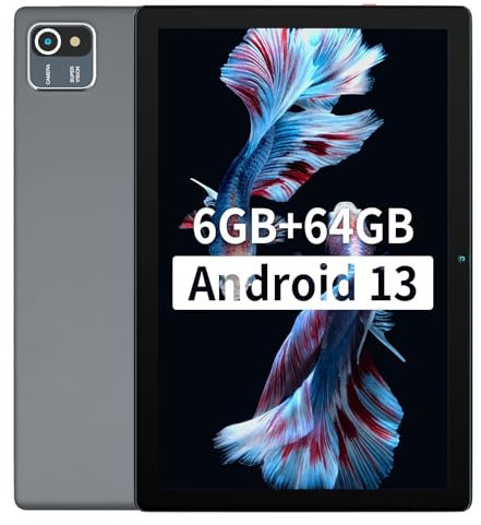 Freeski Tablets 10 inch android,6(2+4) GB RAM+64GB ROM Tablet with 5MP+8MP Dual Camera, Quad-Core Processor, 1280 * 800 HD Display, 5000mAh, WiFi, Bluetooth Type-C (Gray)