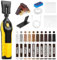 POFIBO Laminat Reparaturset - Vinylboden Reparaturset mit 11 Farben Hartwachs, 10 Holzmarker und USB Aufladbar Schmelzwerkzeug PVC Vinyl Holz Möbel Parkett Reparaturset für Kratzern, Rissen, Löchern