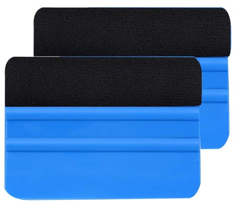 2 Stück Rakel für Folie, Rakel Mit Filzkante, Folienrakel, Filzrakel, für Auto, Möbelfolie, Fensterfolie, Folierungs Werkzeug Set(Blau)
