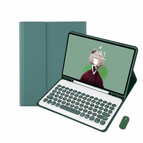 CGCSYZ Keyboard Case for Samsung Galaxy Tab S9+ 2023 12.4 X810/X816B/X818U with Mouse,Smart Soft Case with Bluetooth Keyboard,Detachable Wireless Keyboard Tablet Cover with Pencil Holder,Dark Green