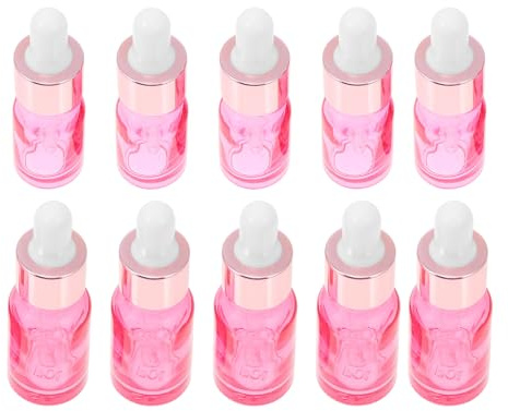MAJORMENCH Set de 10 Flacons en Verre Rose Pipette Dorée, Flacons D'huile Essentielle Résistants la Corrosion, Faciles à Remplir, pour Aromathérapie et Soins Visage
