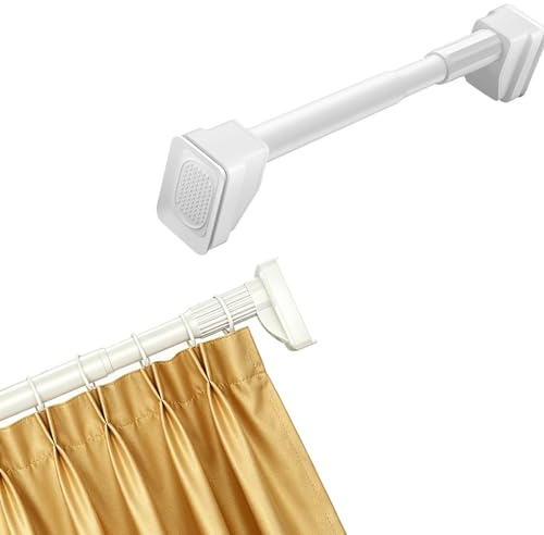 Bastone Tenda A Pressione 2 3 4 5 Metri, Bastoni per Tende A Pressione Antiscivolo, Asta Telescopica Senza Foratura Tende A Braccio Estensibile per Bagno, Cucina E Porta(Bianco,410-500cm)