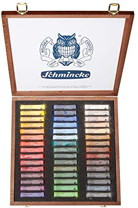 Schmincke – Pastell, 45 Farben, Mehrzweck, 77 245 097, Holzkasten mit 45 Pastellstiften, handgefertigte Pastelle, brillante, samtmatte, höchst lichtechte Farbtöne