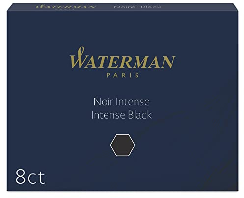 Waterman Füller-Tintenpatronen | Extra lang | Intense Black | 8 Stück