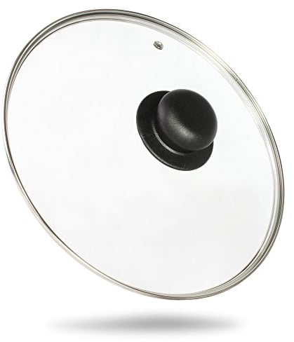 Kerafactum Pfannendeckel Topfdeckel Glasdeckel Universal Deckel für Topf und Pfanne gehärtetes Qualitätsglas Kochdeckel mit Dampfregler Glassdeckel Edelstahlrand Töpfe & Pfannen Griff Black 24 cm