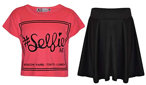 A2Z 4 Kids Girls Top Kids Selfie - New Crop Top #Selfie Skirt N. Pink 7-8