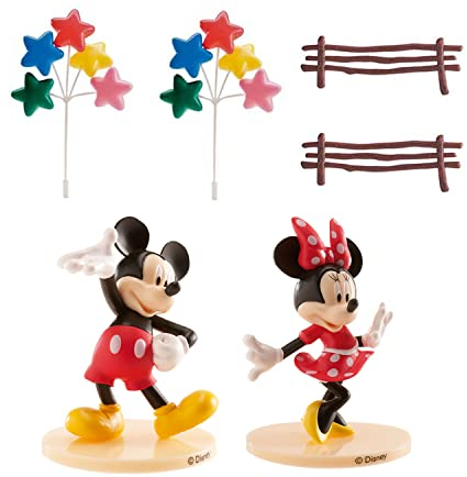 dekora Tortendeko Deko Geburtstag Set mit Minnie und Mickey Mouse Figur und Cake Topper-Torten Zubehör aus PVC, Mehrfarbig, Einheitsgröße