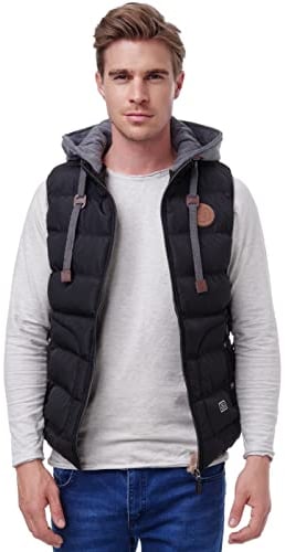 Blackrock Herren Outdoor-Weste - Slim-Fit - Abnehmbare Kapuze und Stehkragen - Moderne Stepp-Weste - Schwarz XL