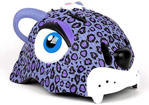 Crazy Safety Kinder Fahrradhelm | Fahrradhelm Kinder 2-7 Jahren für Fahrrad, Skateboard, Radsport, Laufrad, Tretroller, Inlineskates | Leichter und Verstellbarer 3D Tierhelm 49-55 cm (Leopard Lila)