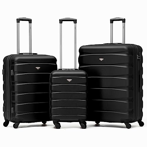 Flight Knight ABS Leichtgewicht Reisekoffer Koffer 3 Groben Kompatibel Mit Air Berlin, Lufthansa, Eurowings, easyJet, Ryanair Und Viele Mehr! Handgepack & Grober Koffer Mit 4 Rollen.