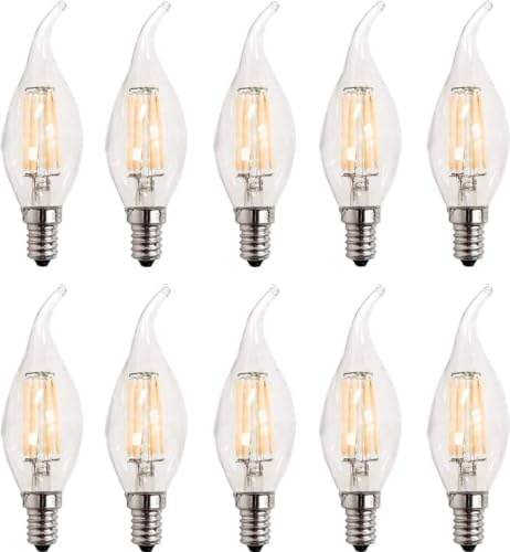 ZFQ E14 LED Dimmbar Lampe C35 Kerzenlampe 600 Lumen Vintage Kronleuchter Glühbirne, 2700K Warmweiß, 6W LED Lampe ersetzt 60 Watt Birne, 10 Stück