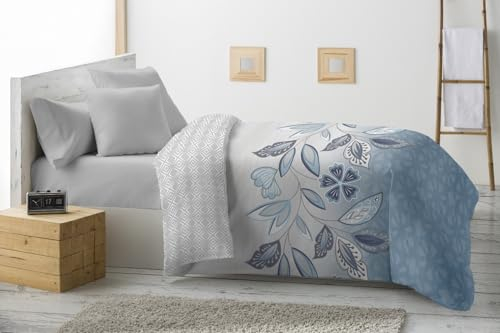 Energy Colors Textil - Hogar - Grecia - Relleno Nórdico 350 gr Reversible Estampado Tacto Pluma Otoño/Invierno (Eray Azul, 250_x_260_cm (Cama 150) )