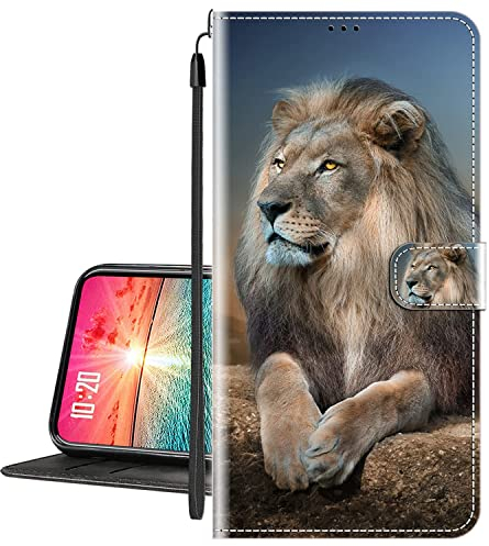vingarshern Hülle für LG X Power 3 Handytasche Klappbares Magnetverschluss Lederhülle Flip Etui Standfunktion Schutzhülle LG Xpower 3 Hülle Leder Brieftasche(Löwe) MEHRWEG