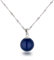 Schöner-SD Silberkette mit Anhänger Perle 12mm groß 925 Silber rhodiniert blau 50cm