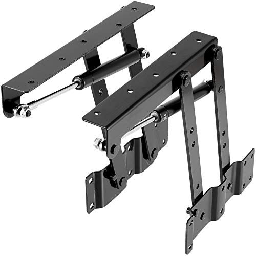 ZEONHAK 2 PCS 1 Pair 9.5 Inches Lift Up Top Hinge Tea Coffee Table Hinge Mechanism Spring Folding Stand Rack Bracket Furniture Hardware Lifting Rack Shelf, Gas Hydraulic, Black