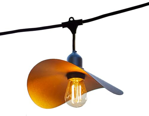 Guirlande lumineuse extérieur raccordable avec abat-jour en acier doré effet cage 10 ampoules LED E27 HAT LIGHT 6m