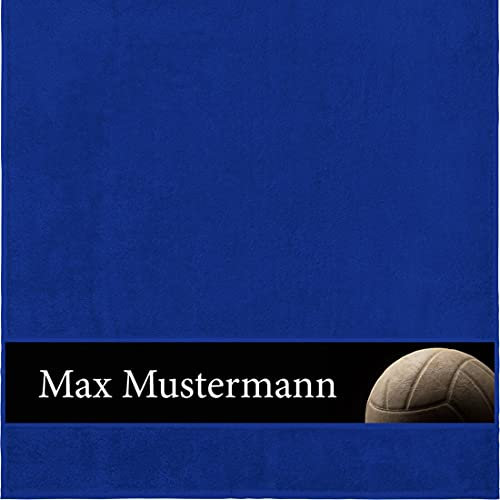 Manutextur Duschtuch mit Namen - personalisiert - Motiv Volleyball - viele Farben & Motive - Dusch-Handtuch - Royalblau - Größe 70x140 cm - persönliches Geschenk mit Wunsch-Motiv und Wunsch-Name