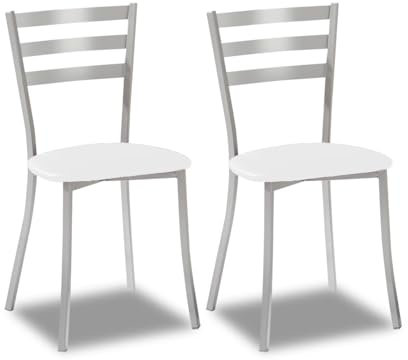 ASTIMESA SCALMBL Zwei Küchenstühle, Metall, Weiß, Sitzhöhe 45 cm