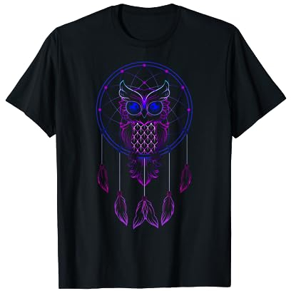 Eule Traumfänger Dreamcatcher XXL Vogel mit Federn Eulen T-Shirt