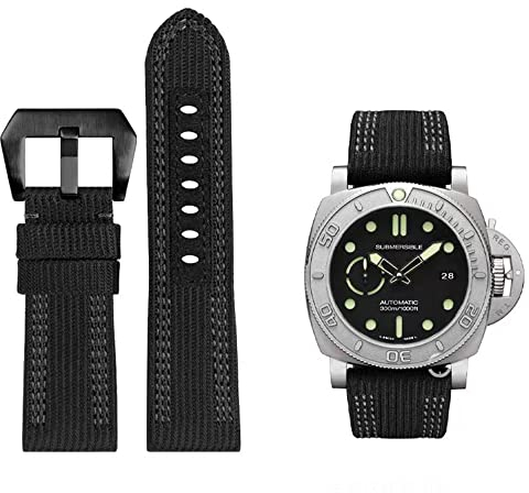 FOUUA Uhrenarmband PANERAI Nylon Leder Armband 24mm 26mm Leder Military Uhrenarmband Uhrenarmband Relacement Band für PANERAI LUMINOR 44 Men PAM00984 441