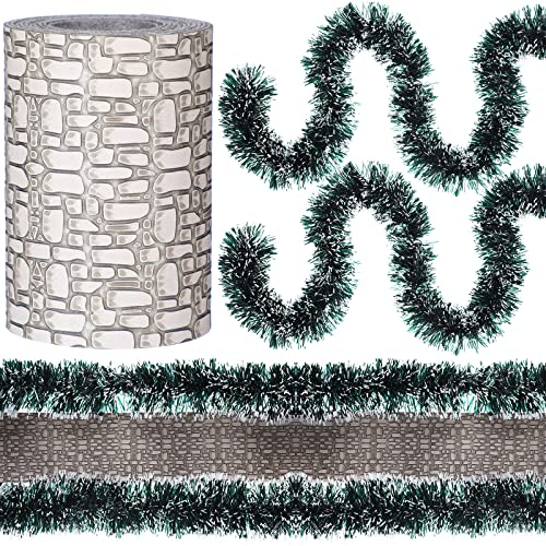 Weihnachtsdorfzubehör Straßenmatte Dekor Hecke Schnee Ziegel Straße für Mini Flexible Sisal Hecke Kiefer Baum Landschaft Zubehör für Weihnachtsdorf