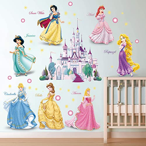 Tanlaby Prinzessinnen Wandsticker Schloss Wandtattoo Abnehmbare Wandaufkleber für Babyzimmer Wohnzimmer Schlafzimmer Kinderzimmer Hause Wanddekoration