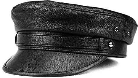HNVAVQ Painter Baker Boy Cap Unisex Leder Griechische Fischermütze Sailor Cap für Männer Frauen Fiddler Hut Fahrerhut Flachmütze Herbst Winter Frühling, Schwarz , 60