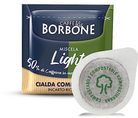 Caffè Borbone Compostable Pod, Light Coffee Blend, 50% less caffeine than the Blue Blend - 50 Pads - Compatible with ESE System Paper Pads 44 mm