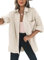 Dokotoo Bluse Damen Musselin Langarmshirt Baumwolle Lässig Oberteile Hemd Langarm Farbblock Shirts Einfarbig Tops Hemdjacke Aprikose S