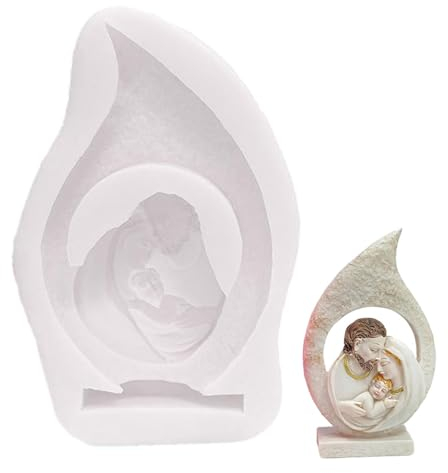 Fulenyi Krippenform Jesus Figuren Kerzen Gießform Baby Jesus Familie Harzform Krippen Skulptur Harz Form Silikonform für Kerzenform Krippen Kerzenform