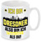 Tasse mit Spruch und Wunschtext auf der Rückseite | Ich bin Dresdner also bin ich cooler als du! | Fußball Keramiktasse für Dresden Fan | Skyline deiner Stadt | hochwertiger Druck |
