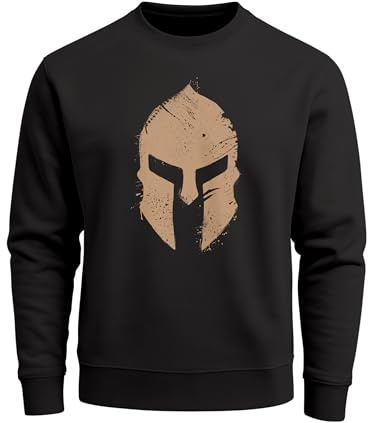 Neverless® Sweatshirt Herren Print Sparta-Helm Spartaner Gladiator Krieger Warrior Rundhals-Pullover Bedruckt Fashion Streetwear