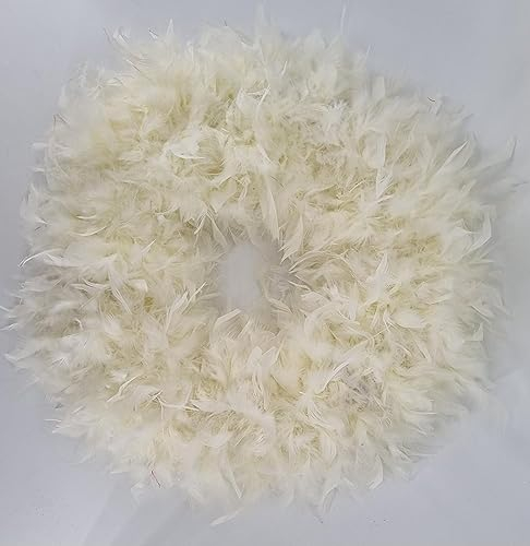 CREAFLOR HOME Federkranz Dekokranz Federn Creme weiß Off White 50-55cm