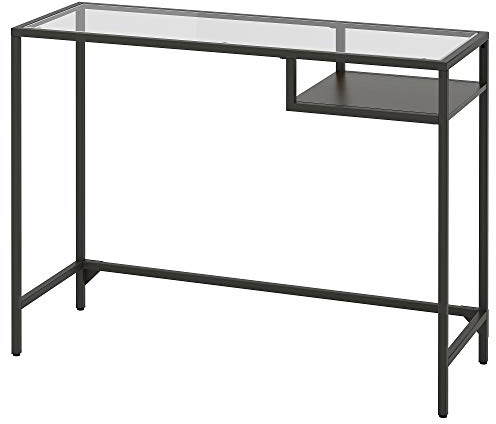 VITTSJÖ Table pour ordinateur portable, 100 x 36 cm, noir-brun/verre