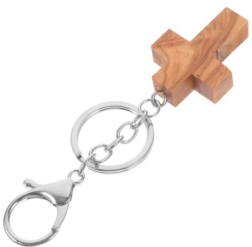 COLLBATH Porte-clés Bois Olivier Avec Croix Accessoire Religieux Décoratif Pour Hommes Et Femmes Original