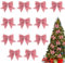 Uoimky Schleifen Weihnachten, 12 Stück Weihnachtsschleifen Rosa Glitzer Bogen Weihnachtsbaum Schleifen Deko Weihnachtsbaumschmuck Schleifen für Weinachten, Hochzeit, Party, Baumkranz Dekorationen