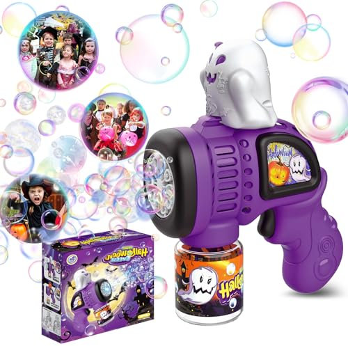 Panacare Halloween Seifenblasenpistole, Bubble Gun Kinder mit Seifenblasenlösung, Bubble Machine Toys 5000+ Blasen Outdoor Geschenk für Halloween Party Decor/Hochzeit, Bubble Toy (White-Geist)